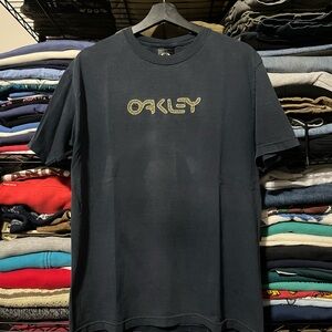 90s vintage Oakley Dark Gray Tee with Gold Logo